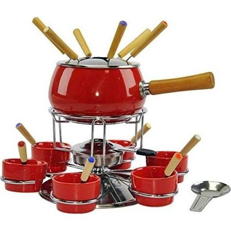 Fondue émaillée rouge brillant ensemble pz.23 Eva (1/2)