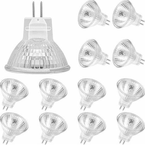 Ampoules Halogènes MR11(Pack de 12),Lampe Halogène GU4 12V 20W, Ampoule Mr11 GU4 Dimmable, 2 Broches Ampoule Halogene 2700K Blanc Chaud (1/4)
