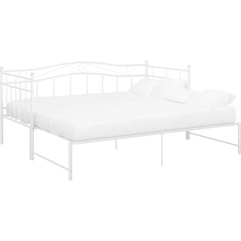 Maison Exclusive - Ausziehsofa Bettgestell Weiß Metall 90x200 cm (1/5)