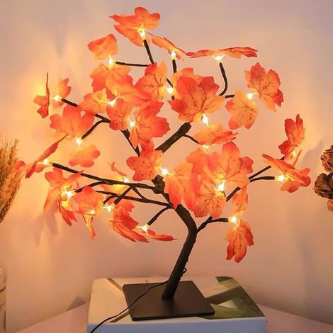 Lumière à Feuilles D'érable: Décoration Automne Lumière avec 24 LED, Lumière à Feuilles D'érable USB, Lumière de Feuilles D'érable (1/5)