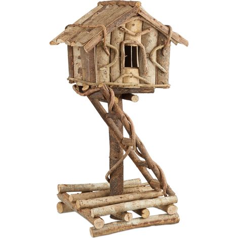 Casetta per uccelli decorazione rustica fascino artigianale 20 x 15 x 15 cm in legno naturale 130004472