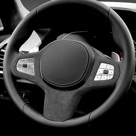 Suitable for Alcantara steering wheel panel covering, steering wheel trim and car modification stickers for BMW X5 2019-2022. (1/5)