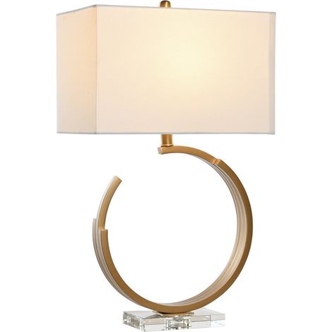 Lampe De Table Verre Métal 40X23X68 Doré (1/5)