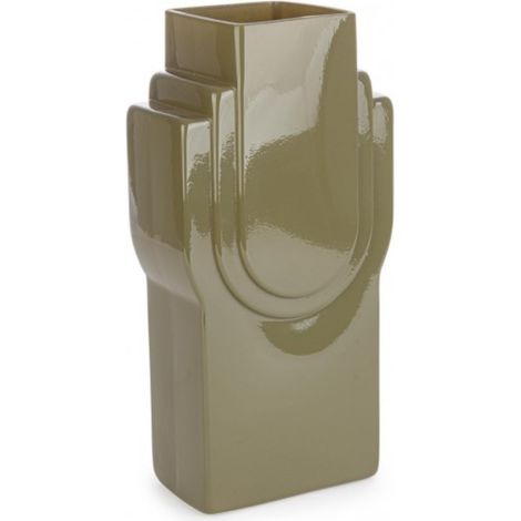 Vaso "frey" rettangolare in vetro 16x10x31,5h -verde (1/2)