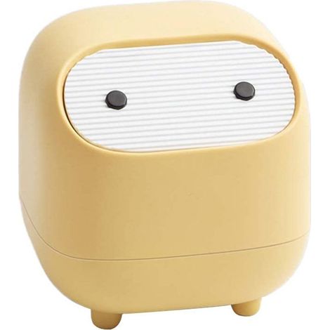 Mini poubelle de bureau mignonne pour bureau, table basse, cuisine, petite poubelle (jaune) (1/5)