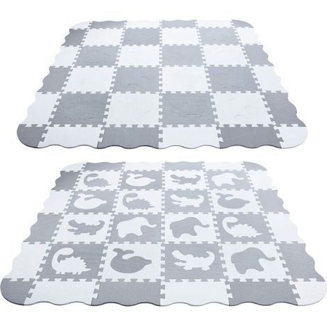 16 pcs Tapis de Sol Puzzle Bébé,®,Enfants Clôture Pliable,Tapis de Jeu Imperméable Antidérapant,Tapis d’eveil Animaux (1/5)