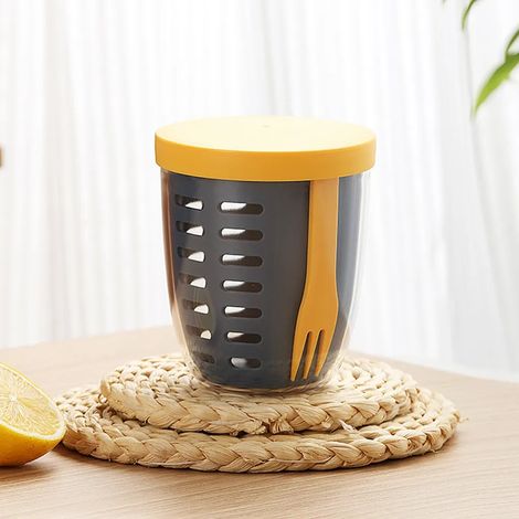 Bol à fruits 600 ml avec passoire et fourchette, bleu - Ellipse (1/5)