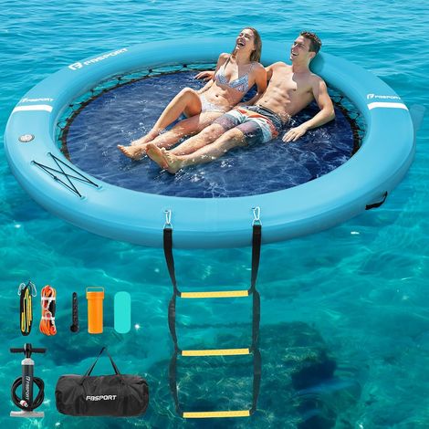 Multi-Person Floating Island, Round Floating Platform with Cup Holder, Heavy Duty Floating Lake Raft for Adults and Children, Available in 6, 8 or 10 Feet (1/5)