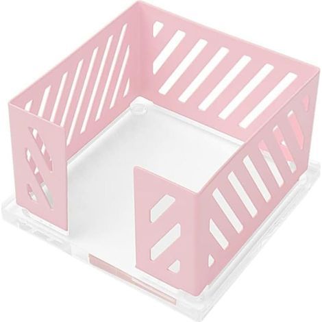 Haftnotizhalter, Würfelspender aus Metallgitter, Acrylsockel, Schreibtischorganizer zur Aufbewahrung von Dokumenten und Visitenkarten (rosa) (1/4)