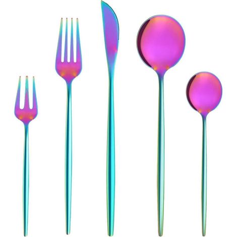 Besteck Regenbogen Edelstahl Set 6 Personen 30 teilig 30teilig bunt (1/5)