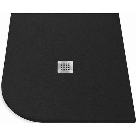 Piatto doccia semicircolare ROUND 80x80 cm Nero griglia in acciaio (1/5)