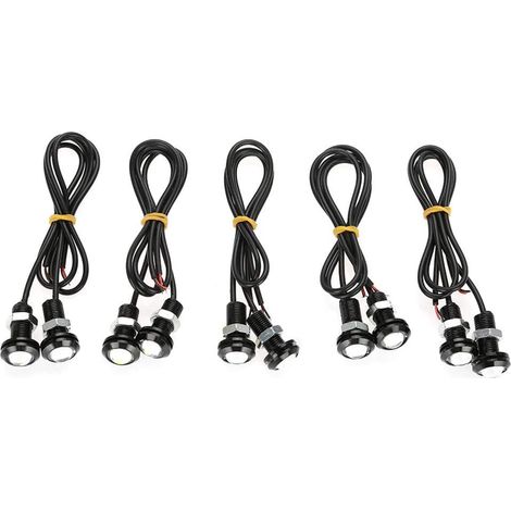 Lumière LED Eagle Eye, 10 pièces 10 W 18 mm Ampoules blanches à œil d'aigle haute puissance Kit d'éclairage de moto de voiture Feu de jour antibrouillard Feu de signalisation de secours (1/5)