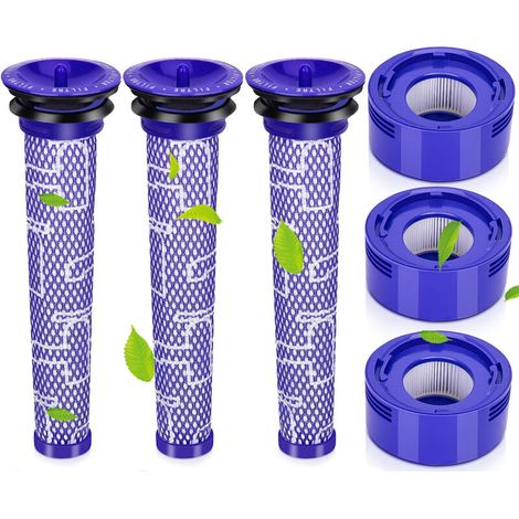 Ersatzfilter für Dyson V8 V7 Absolute Animal Motorhead, 3 HEPA-Nachfilter, 3 Vorfilter, Ersatzteil, ersetzt die Teile 965661-01 und 967478-01 (1/5)
