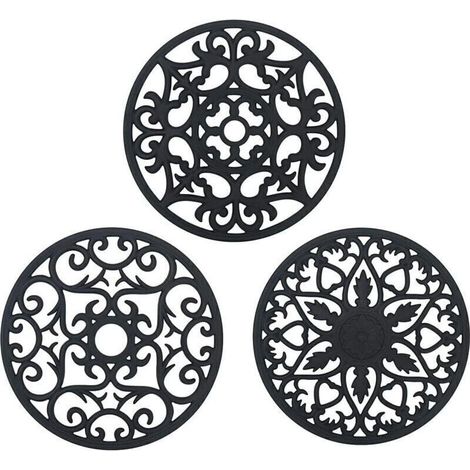 Dessous de Plat Silicone, 3PCS Anti-drapant Anti-Chaleur 250 C Multifonction Repose-cuillre Dessous de Verre de Cuisine Tapis de Table pour Cuisine et Salle Manger (1/4)
