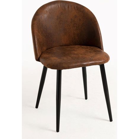 Sillas Comedor - Silla Black Vint Polipiel - Marrón Vintage