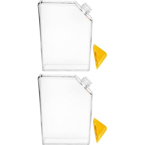 Lot 2 bouteilles d'eau plates en plastique de 450 ml avec bouchon triangulaire, design rectangulaire étanche (1/5)