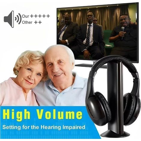 Ecleanfy - Casque Audio TV sans Fil pour Personnes Âgées - Transmission HF 2.4G - Confort Optimal (1/5)