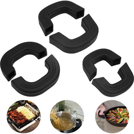 (3 pares) Mango de silicona para ollas, funda de silicona antiescaldaduras para mango de olla, soporte de silicona para mango, mangos de silicona (1/5)