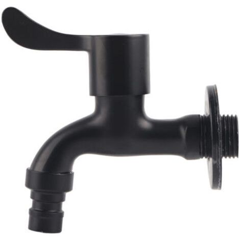 Robinet d'eau de jardin à montage mural noir en acier inoxydable 304 pour salle de bain (machine à laver)