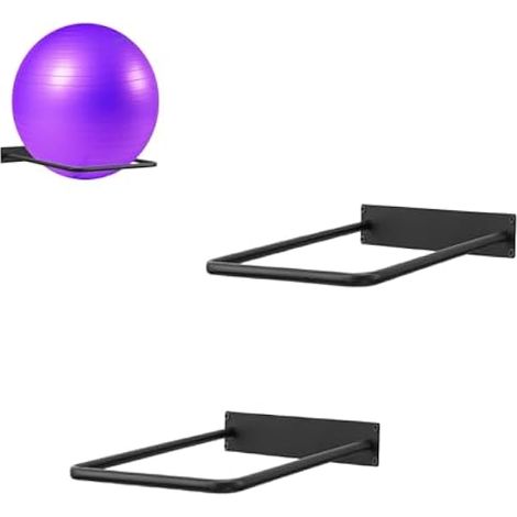 Support Mural Pour Ball D'Exercice - En Fer - Pour Balles De 33 À 74 Cm - Idéal Pour Studio De Yoga Maison Ou Salle De Sport - 2 Pièces (1/3)
