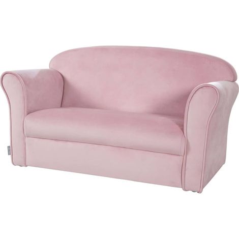 roba Divano per Bambini Lil Sofa - 2 Posti - con Braccioli - Tessuto in Velluto - Morbido e Soffice - Arredamento per Bambini - per la Cameretta - dai 18 Mesi - Rosa (1/5)