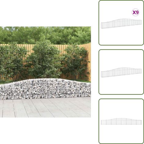 Gabionen mit Hochbogen 9 Stk. 400x30x40/60 cm Verzinktes Eisen - Gabionen - Gabionenkorb - Gartendeko - Gartenzubehör - Zaun (1/5)