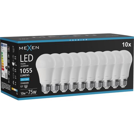 Mexen Nova 10x LED-Glühbirne E27, A60, 10W, Kalt - 6500K, 1055 lm - L100-E27-1065-01x10 (1/5)