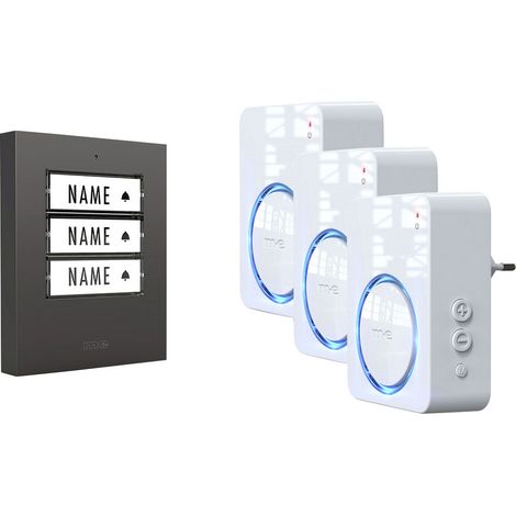 m-e modern-electronics 100169 Funkklingel Komplett-Set beleuchtet, klangaktiv, mit Bewegungsmelder,