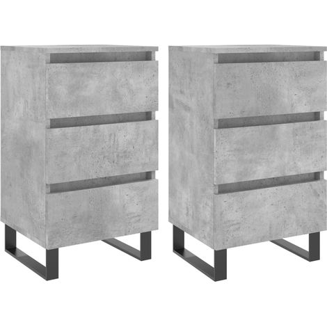 Maison Exclusive - Comodini 2 pz Grigio Cemento 40x35x69 cm in Legno Multistrato