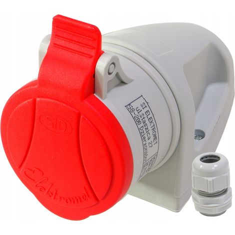 Prise électrique - Mini 32 A 400 V - Rouge/gris - IP44 - Haute sécurité - Construction robuste (1/5)