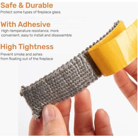 Joint Insert Cheminée, Joints Tressé Auto adhésive pour Poêle, Cheminée, Tube Poele, Porte de Four, Résistante à la Chaleur (3mm x 15mm x 2m) (1/5)