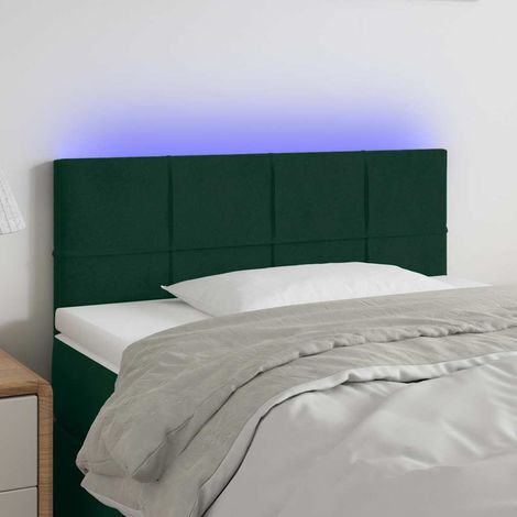 Tête de lit à LED - Design industriel - Pour Lit adulte - Vert foncé 100x5x78/88 cm Velours Chic-719647 (1/5)