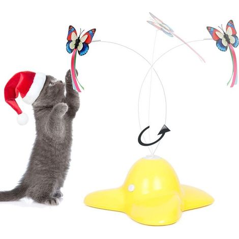 Jouet Interactif D'Intérieur pour Chat avec Papillon Rotatif à 360° (Jaune) (1/5)