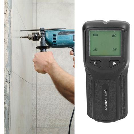 Détecteur de montants 5 en 1, scanner mural multifonctionnel, détecteur électronique de montants métalliques avec écran LCD HW430 Noir (1/5)