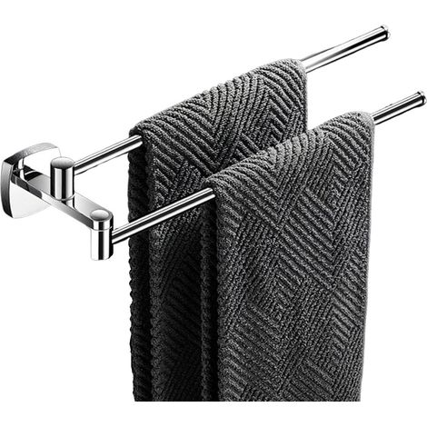 Portasciugamani girevole da bagno, a parete, con doppia barra, 34,3 cm, colore argento. (1/5)