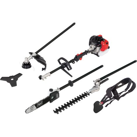 Scheppach Outil multifonction 4en1 MFH5200-4PRG - 1400 W - 52 cm3 - Coupe bordure - Débroussailleuse - Taille haies - Elagueuse