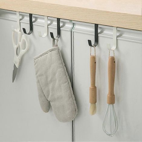 Crochets multifonctions pour porte de placard de cuisine, crochet de suspension noir (1/5)