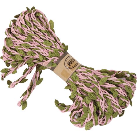 Corde de chanvre verte avec feuilles, lianes de jungle, couronne décorative en corde de chanvre, 10 mètres par rouleau, rose (1/5)