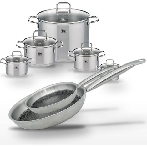 Lot de 5 Faitouts en inox et 2 Poêles Elo Relief Solution (1/5)