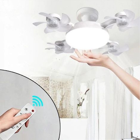 Ventilateur Plafond avec Lumiere Pliable,50cm 4 Fan têtes Lampe Ventilateur Plafonnier Silencieux avec Telecommande,3 Vitesses (1/5)