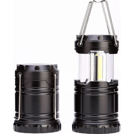 Tragbare LED-Campinglaterne, batteriebetriebene Notleuchte, Kunststoff, schwarz (1/5)