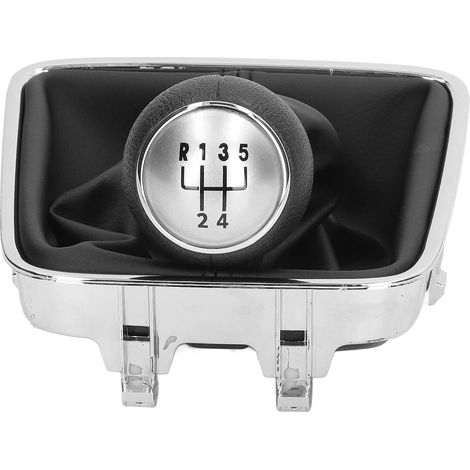 Jeu de cache-poussière pour rotule de levier de vitesses à cinq rapports, en cuir PVC durable, avec un capuchon argenté. (1/5)