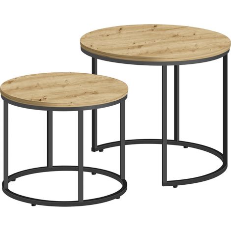Set di 2 tavolini da caffè industrial Artisan e nero (1/5)