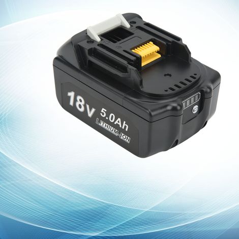 Batterie de remplacement BL1860 18 V avec indicateur de charge, compatible avec les outils sans fil Makita BL1850B, BL1840, BL1830, BL1820 et LXT-400 (4 000 mAh). (1/5)
