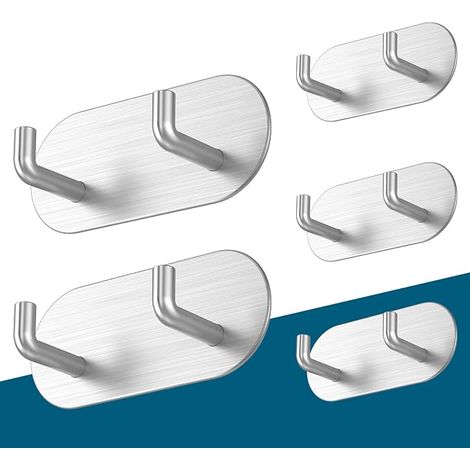 Wall Adhesive Hook Bathroom Towel Hooks Kitchen Towel Hooks No Drilling Stainless Steel (1/5)