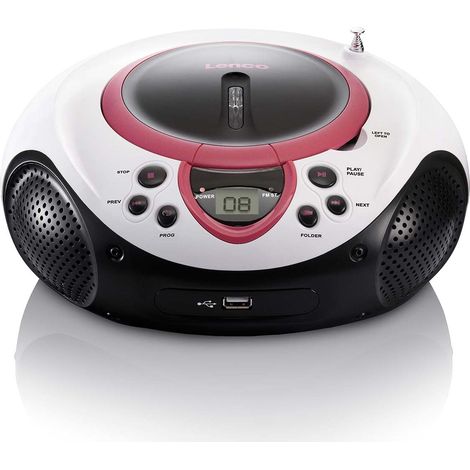 Radio FM portable Lecteur CD et USB Rose (1/5)