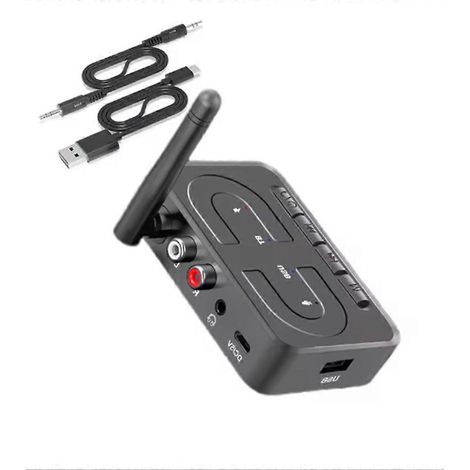 Récepteur Bluetooth 6.0 avec entrée jack 3,5 mm, AUX, 2 RCA et USB : adaptateur audio stéréo Hi-Fi Bluetooth pour PC et voiture (amplificateur de haut-parleurs). (1/5)