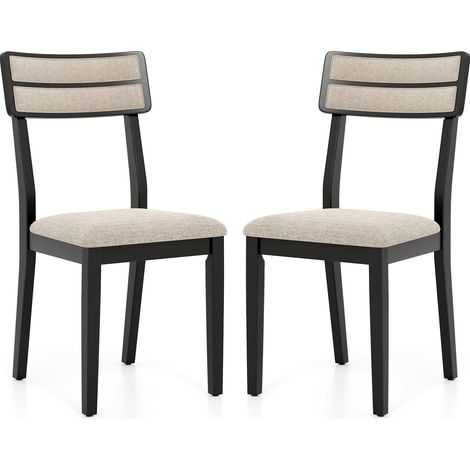 Set di 2 sedie da pranzo, seduta imbottita, gambe in legno di caucciù