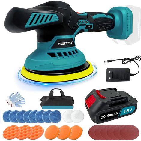 Teetok – Polisseuse sans fil 125 mm – 6 vitesses réglables jusqu'à 5800 tr/min – Moteur haute performance – Compatible batteries Makita
