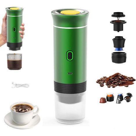 Machine à café à capsules 3 en 1, machine à café portable 12 V, auto-chauffante 4 à 6 minutes, petite capsule, grande capsule, (1/4)
